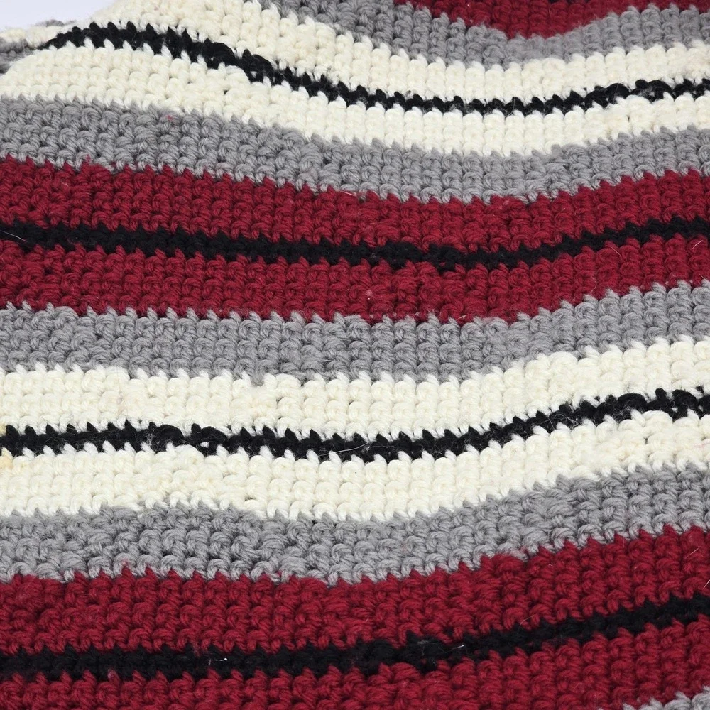 Vintage Handmade Crochet Afghan Blanket Stripes Criss Cross‎ Diamond 48x98